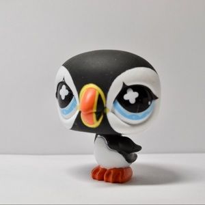 Littlest Pet Shop Authentic # 654 Black White Orange Funniest Puffin Bird